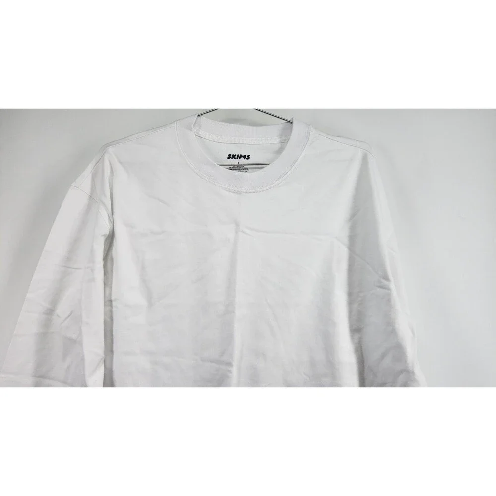 SKIMS‎ Men's Small White Chalk Heavyweight Cotton Long Sleeve T-Shirt NWT